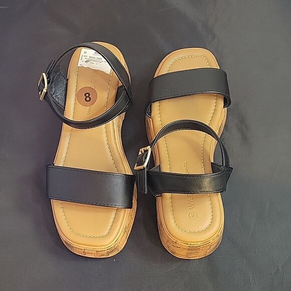 BRAND NEW WILD DIVA LOUNGS MINIMALIST ANKLE STRAP CORK PLASFORM SANDAL - Picture 4 of 16